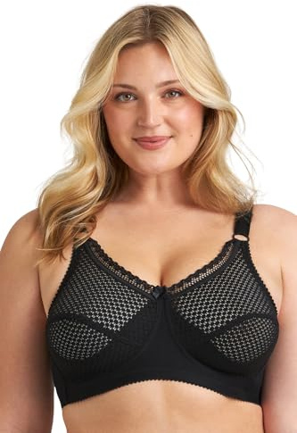 Miss Mary of Sweden Cotton Dots Non-Wired Bra for Women — Supportive Wire-Free Full Coverage Cotton Bra with Lace Trim, Up to J Cup, Plus Size