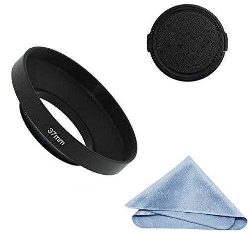 SIOTI Grand Angle Métal Pare-Soleil avec Chiffon de Nettoyage et Capuchon d'objectif Compatible avec Leica/Fuji/Nikon/Canon/Samsung lentille à Filetage Standard