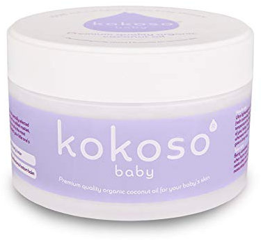 Kokoso Baby - Organic Coconut Oil - 100% Natural Baby Oil - For Dry, Sensitive Skin & Eczema Prone Skin - Ultra Lightweight & Non Greasy - Suitable from Newborn Upwards - 70g