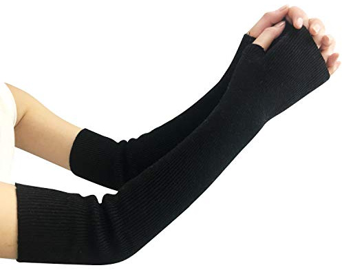 Amorar Damen Winter Handschuhe Gestrickte Armstulpen Kaschmir Armwärmer Lange Fingerlose Pulswärmer Hand-Stulpen Handwärmer Armhülse