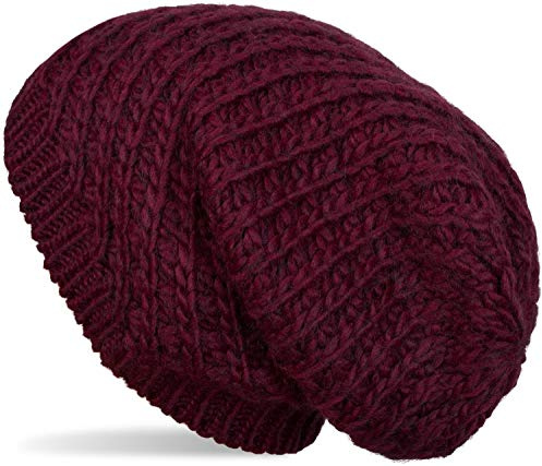 styleBREAKER Unisex Grobstrick Beanie Mütze Slouch Passform | Eng anliegend, elastische 17 cm Bundweite, 27 cm Gesamthöhe, wärmendes Winter-Gewebe, dehnbar für 45-58 cm Kopfumfang.
