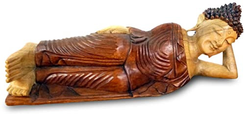 Livasia Bouddha en Bois de Bali, Statue bouddhique, Sculpture en Bois Massif, Durable et Fait Main (50 cm)