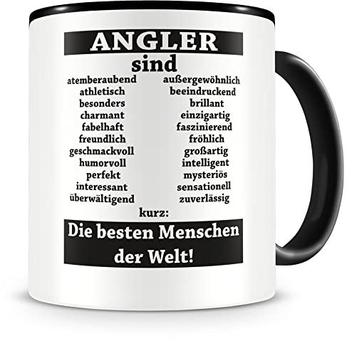 Samunshi® Angler sind Tasse Beruf Geschenk Kaffeetasse Teetasse Kaffeepott Kaffeebecher Becher 300ml schwarz