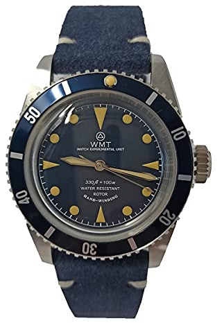 Walter Mitt Sea Diver Marine Automatik Edelstahl Blue Leder Vintage Unisex Uhr