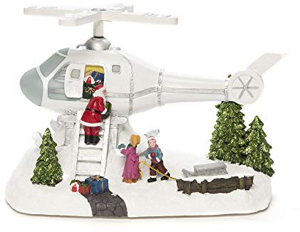Konstsmide LED Szenerie Helikopter mit Weihnachtsmann mit drehenden Rotorblättern, wählbare Energiefunktion, 13 kalt weißen Dioden, 4.5V Innentrafo/batteriebetrieben, Innen, schwarzes Kabel - 4223-000