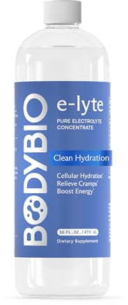 BodyBio e-Lyte - Concentré d'électrolytes liquide pour une hydratation propre, énergie et soulagement des crampes - Sans sucre, sans arômes artificiels, sans agents de remplissage, compatible avec le