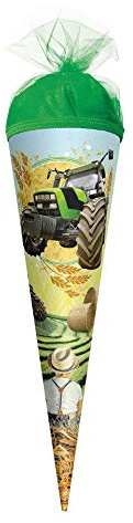 ROTH Geschenk-Schultüte klein Traktor 35 cm - rund Tüllverschluss - Zuckertüte
