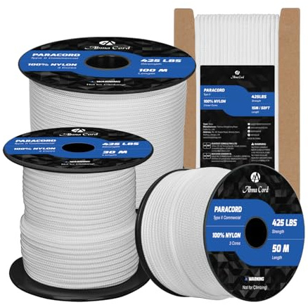 Abma Cord Paracord 3mm 50M Seil Paracord 425 Typ II Schnur mit 3 Kern