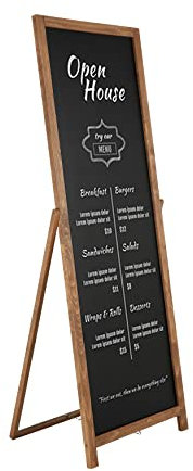 DISPLAY SALES Vintage Holz Kundenstopper Floor | Werbeaufsteller mit Kreidetafel | Aufsteller Holz mit 44 x 137 cm Schreibfläche | Schiefertafel zum beschriften