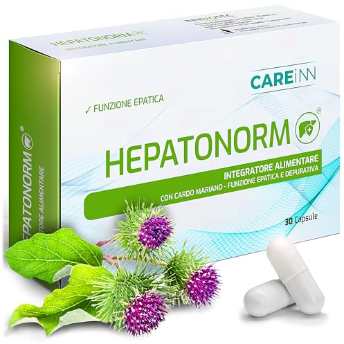 HEPATONORM - Integratore con Cardo Mariano per il Fegato - Detox Fegato e Intestino - Epatoprotettore Disintossicante