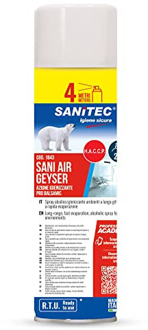 Sanitec SANI AIR GEYSER, Spray Alcolico Rimuovi Odori per Ambienti Medio Grandi a rapida evaporazione, 500 ml