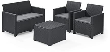 Koll Living Lounge Sets - Verschiedene Ausführungen - hochwertige Sitzgruppe für den Garten - höchster Sitzkomfort durch ergonomische Rückenlehnen (2er Sofa, 2X Sessel & Tisch)
