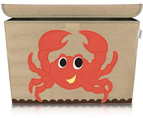 LIFENEY Aufbewahrungsbox Kinder groß 51 x 36 x 36 I Spielzeugkiste I Kiste mit Deckel für Kinderzimmer I Aufbewahrungsboxen mit Deckel I Spielzeugaufbewahrung (Krabbe)