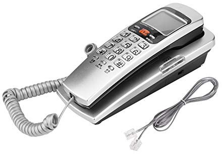 Junlucki Silver Corded Landline Phone, FSK/DTMF Caller ID, Wall Mounted, Desk Put, Home/Hotel/School/Office