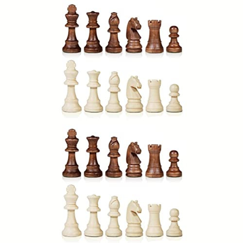 COTEN Schach Set 34 Stück hölzerne Internationale Schachfiguren ohne Brett, 3,8-Zoll-König-Schachfigurenfigur, 2 zusätzliche Queens und Aufbewahrungstasche