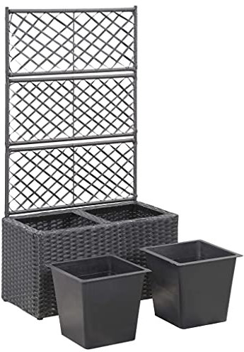 Festnjght Jardinera con Enrejado Hellbrunn | Jardinera con Celosia | Macetero con Enrejado | Color Negro | 58 x 30 x 107 cm | Maceta para Balcón y Jardín