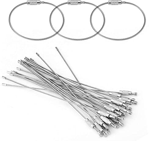 Draht Schlüsselanhänger,Edelstahldraht Schlüsselbund,Schlüsselanhänger Stahldraht Keychain,Kabelschlaufe Schlüsselanhänger Ketten Schlüsselring,Edelstahl Draht Schlüsselanhänger,20 Stück(1,5 mm*100mm)
