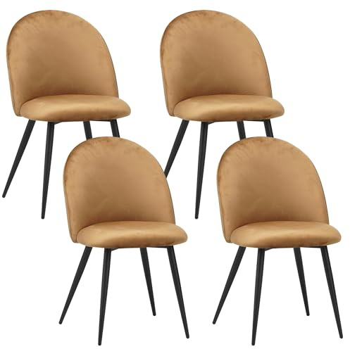 ALBATROS Esszimmerstühle mit Samt-Bezug 4er Set Capo, Braun - Stilvolles Vintage Design, Samt-Bezug, SGS geprüfter Polsterstuhl - Moderner Küchenstuhl, Stuhl Esszimmer oder Esstisch Stuhl