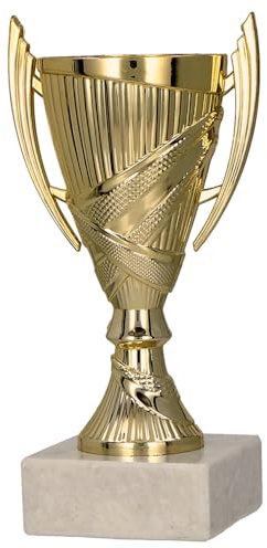 Larius Coppa vincente con/senza incisione (personalizzabile) - Trofeo Calcio con base in marmo - 3 colori, regalo e premio d'onore per tornei, bambini, club