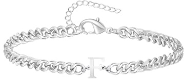TOLOWOBK Armband Herren mit Buchstaben Edelstahl Panzerkette A-Z | Personalisierte Buchstaben Armbänder in Silber für Männer Jungen als Geschenk zum Schulstart Geburtstag für Sohn Enkel Bruder