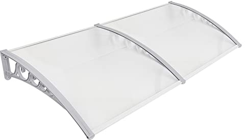 Homewell Vordach für Haustür 100 x 200 cm Weiß, Modern Überdachung Haustür aus PC-Hohlplatte, PP-Kunststoff Rahmen und Aluminium Frontstange, Sonnenschutz und Regenschutz (100 * 200 cm, Weiß)