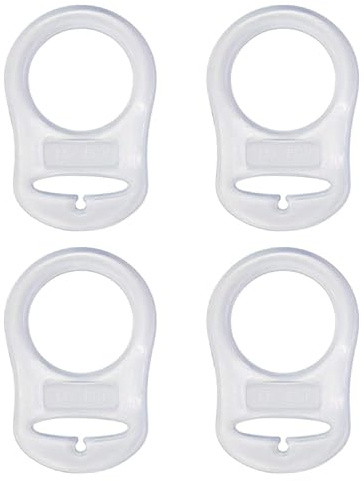JTKREW 4 Pcs Silikon-Knopf-Ring, Schnuller Adapter, Silikon Dummy Schnuller Halter Clip Adapter Ring, Silikonring für Schnuller