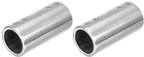 sourcing map 2Pcs Straight Pipe Fitting Connector, 316 Stainless Steel 2-Way Hand Rail Tube Connector 70mm Length, for 1(25mm) OD Handrail Railing