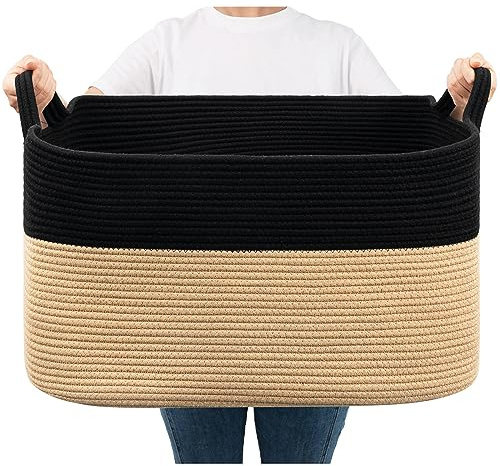 TIMEYARD Wäschekorb Groß 65L Faltbar Wäschesammler Schwarz Braun | Großer Wäschesammler für Kleidung und Textilien. Praktische Aufbewahrung für Badezimmer, Schlafzimmer und Kinderzimmer