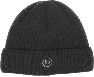 bugatti Herren Mütze - Einfarbige Strickmütze in Wollmischung mit Logo - One Size