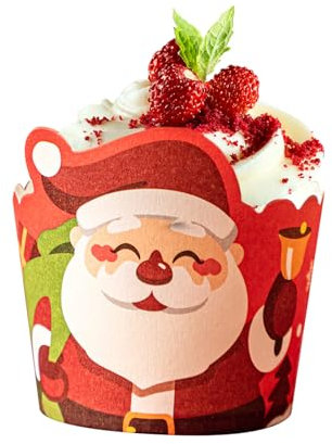 CutitiUU 50 Stück Weihnachtskuchen Papierbecher, Weihnachten Cupcake Liner Weihnachtspapier-Backförmchen, Muffin-Backformen, Einweg-Backförmchen Für Weihnachten, Party, Hochzeit, Geburtstag