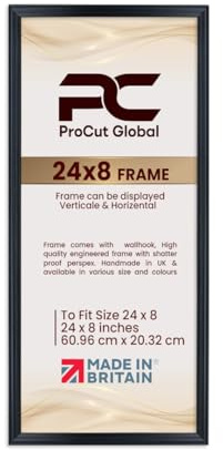 Procut Global Classic Black Picture Frames For Photos - 24x8 | Engineered Wood With Clear Perspex Front For Wall Art Display - Ideal For Posters, Certificates, Documents & Home Decor