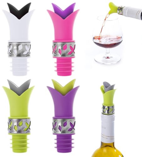 Eiflayn Tappi Bottiglie Vino,4 Pezzi Giglio Tappi Bottiglie Vetro In Silicone,Universale Tappi Vino, Tappo Spumante Riutilizzabile,Tappo Vino Per Birra, Champagne, Vino