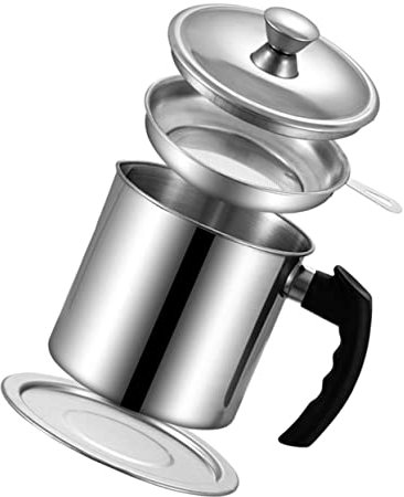 Garneck Recipiente De Aceite De Cocina De Acero Inoxidable Con Filtro Anti-óxido Para Almacenamiento y Vertido Limpio Botella Dosificadora Con Colador Integrada Uso Doméstico y Profesional