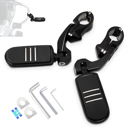 HOKUOTOLITE Pedane autostradali regolabili da 32 mm con kit di montaggio ad angolo corto, universali per Harley, Honda, Kawasaki, Suzuki, Yamaha, Indian, Victory Motorcycle con protezione motore da