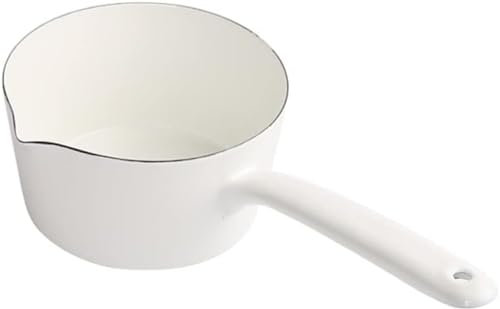 CHFYIJYHM Pentola da cucina in ceramica bianca da 1,3 l, pentola da cucina con padella per latte, come da immagine