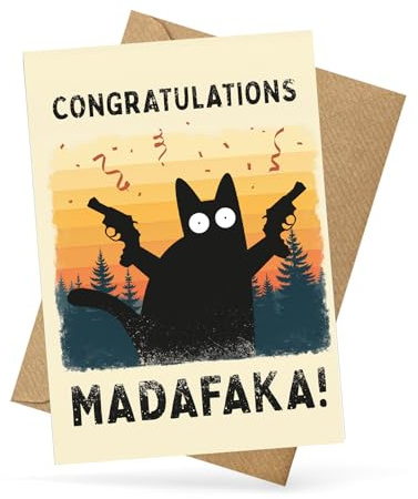 Koko Lora Lustige Geburtstagskarte mit Umschlag • Congratulations Madafaka! Glückwunschkarte mit viraler Katze