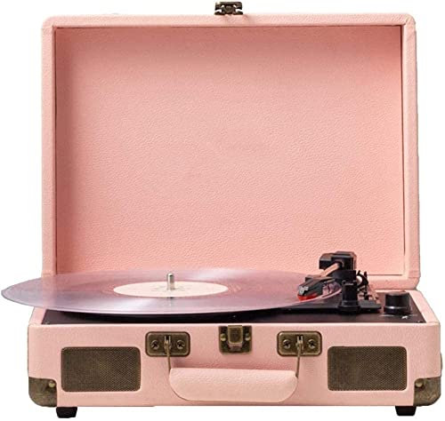 SGKOMN Gramófono, Tocadiscos de Alta Velocidad con Altavoces estéreo incorporados. Admite Salida de Audio RCA y Entrada de Audio AUX. Tocadiscos, Pink