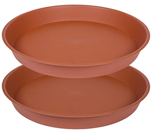 2 Stück 50,8 cm Terrakotta-Pflanzen-Untersetzer, 55,9 cm Boden, 9,1 cm tief, robuste Töpfe, große Pflanzschalen für Innen- und Außenbereich, ideal für Garten, Vogeltränke und Pflanzlösungen