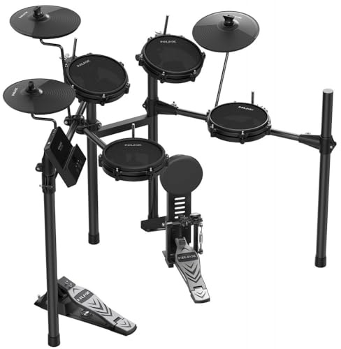 NU-X | DM-110 Digital Drum Kit Kompaktes elektrisches Schlagzeug Set mit Mesh Heads & Bluetooth USB Audio Interface Drum Touch App für Deep Editing Dual-Zone Pads & Kick Drum ideal für alle Niveaus