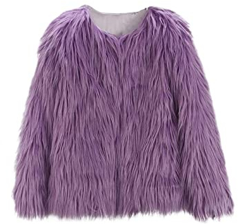 Girls Faux Fur Jacket Kids Fluffy Coat Long Sleeve Thick Warm Jacket Plain Soft Cardigan Windproof Coat Solid Color Casual Outwear (Purple, 8-9 Years)