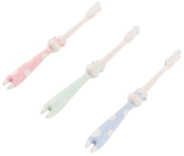Outanaya 3piezas Cepillo De Dientes Paja De Cerdas Suaves y Cabeza Pequeña Dibujos Animados Para Cuidado Bucal Infantil y Aprendizaje De Higiene