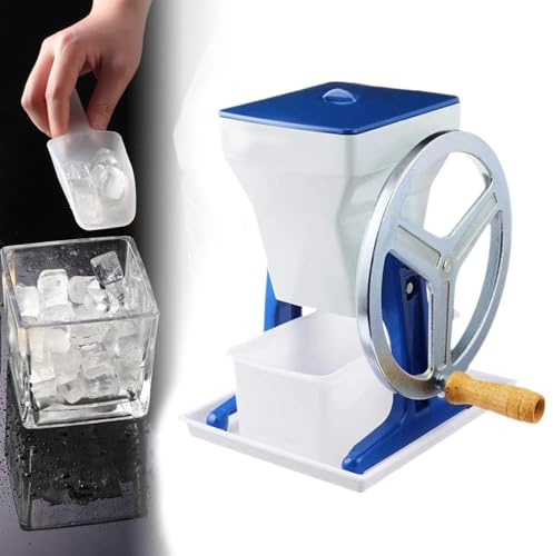 Manuelles Rotary Ice Crusher Gadget, Commercial Manual Ice Crusher, Portable Hand Shake Ice Crusher with Stainless Steel Blade, Rotary Ice Crusher Gadget Practical Fine Chips Snow Cones Shaved Ice