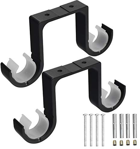 xianynow 2 Piezas Soporte para Cortinas de Pared Doble Soporte Barra Cortina Techo Aluminio Prueba de óxido Diámetro de Varilla Adecuado 28-33 mm