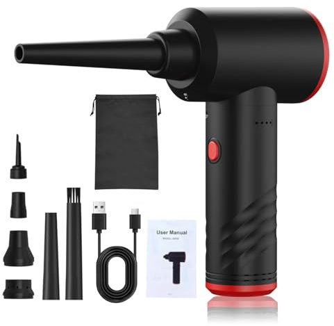 Qcwwy Spolverino Elettrico per Computer Spolverino Elettrico Senza Fili 3 modalità di velocità 3 in 1 Aspirazione e Gonfiaggio Aspirapolvere Portatile Tenuto in Mano Aspirapolvere Portatile per