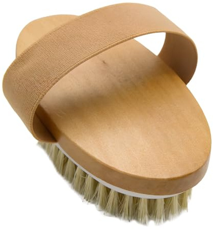 Generic Körperpeeling mit Wildschweinborsten: Trockenbürsten, Massagebürste aus Holz, Massage-Schrubber aus Buchenholz, Cellulite-Massagegerät und elastischer Handschlaufe