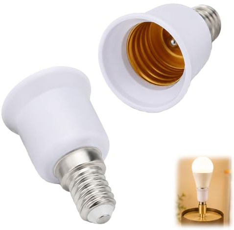2 Stück E14 auf E27 Lampenadapter, Fassungsadapter von Klein-Gewinde auf Groß-Gewinde, Sockel Konverter für LED-Lampen, Glühbirnen, Halogen und CFL-Leuchtmittel