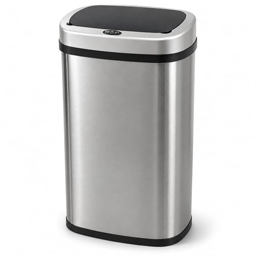 Five Stars® Abfalleimer mit Sensor - 60 Liter - Abfallbehälter aus Edelstahl - Mülleimer - Soft-close Deckel - Silber