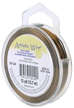 Artistic Wire, 20 Gauge Tarnish Resistant Colored Copper Craft Wire, Antique Brass, 15 yd
