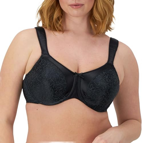 Bali Women's Minimizer, Satin Tracings Underwire, Bustline Slimmer, Full Coverage Bra, Opaque, Black, 36F