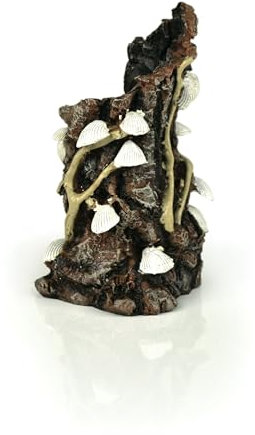 biOrb 46146 Muschelbaumstumpf Ornament – künstlicher Baumstumpf mit Muscheln, für Süßwasseraquarien und Meerwasseraquarien geeignet